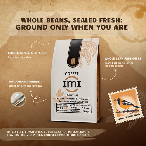 IMI Gourmet Whole Bean Coffee — Venezuelan Medium Roast, 12 oz
